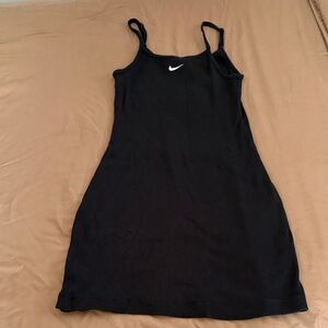 Nike Black Ribbed Mini Slip Dress with White Swoosh